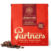 PARTNERS COFFEE ROASTERS front packaging showing 12oz bag and branding benefit freshness