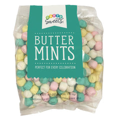 Party Sweets front packaging showing 2.5 lb bag and assorted buttermints, party-ready