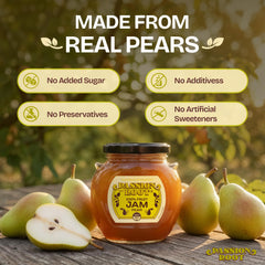 Passion Root jam close-up texture showing real pear pieces and natural flavor
