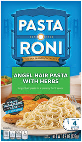 Pasta Roni front box showing product and quick-cook benefit