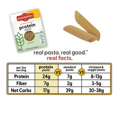 pastabilities penne close-up texture highlighting al dente bite and protein benefit