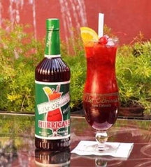 Pat O'Brien's glass poured with hurricane mix and garnish, perfect party presentation