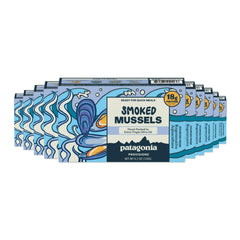 Patagonia Provisions front tin showing smoked mussels and brand — ready-to-eat convenience