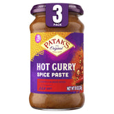 Patak's jar front packaging showing hot curry paste, convenient pantry flavor
