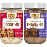 PB2 jar front view of chocolate chip cookie mix showing label and jar benefits