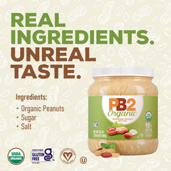 Rehydrated PB2 spread on toast demonstrating creamy peanut flavor with less fat