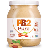 PB2 jar front label showing brand and no-added sugar benefit