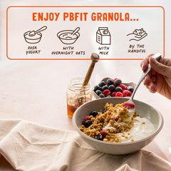 PBfit bowl with milk breakfast scene illustrating quick, protein-rich morning option