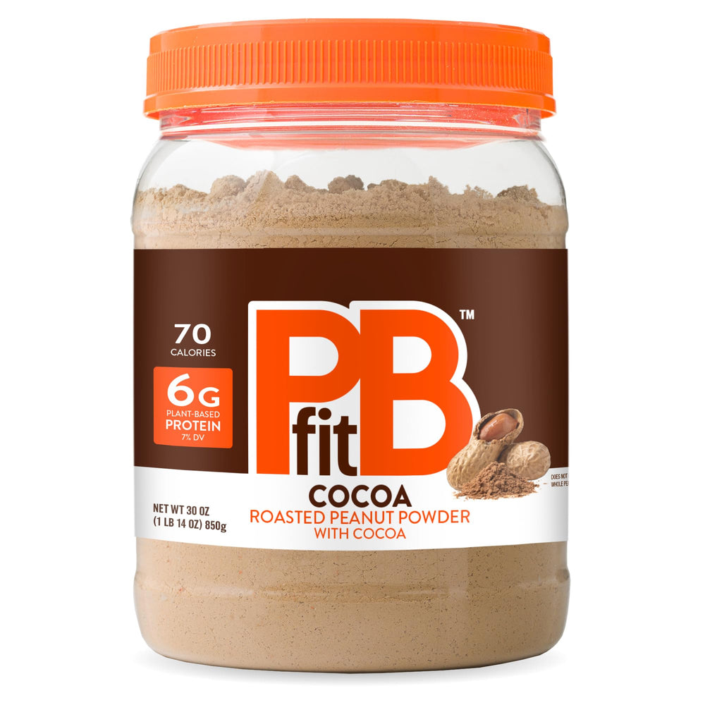 PBfit cocoa front canister showing packaging and size benefit