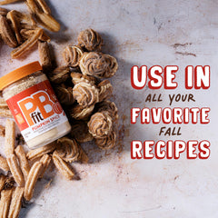 PBfit powder blended into a smoothie for protein and pumpkin spice