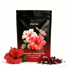 PBZPBZ front box showing organic hibiscus tea for bright flavor