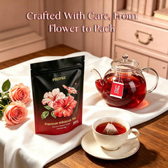 PBZPBZ steaming cup of hibiscus tea for warm, soothing enjoyment