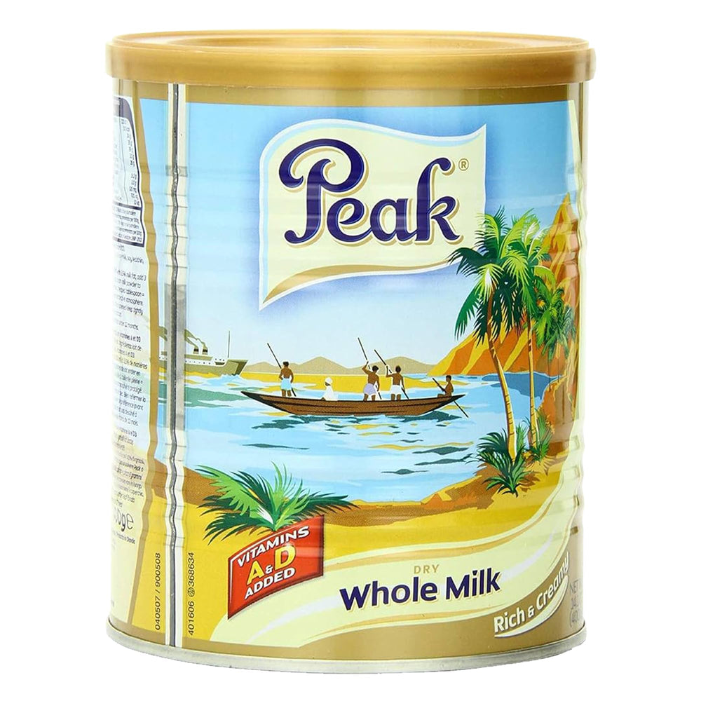 Peak front pack view showing 400g packaging and full-cream branding for clear identification