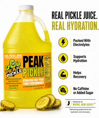 Peak Pickle pouring into a small cup for quick cramp relief