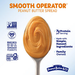 Peanut Butter & Co. six-pack stacked in pantry for long-lasting supply