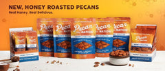 Pecan Nation bag beside ruler for scale showing 16 oz size and pantry-friendly portion