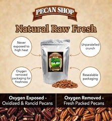 Pecan Shop close-up of sprouted pecan texture highlighting chewiness