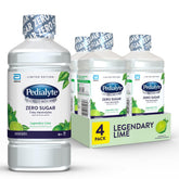 Pedialyte bottle Legendary Lime front view showing branding and size benefits