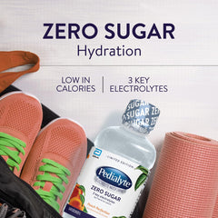 Pedialyte poured into glass demonstrating easy sipping and quick hydration