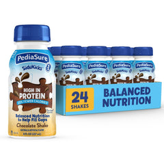PediaSure SideKicks front packaging showing chocolate flavor and nutrition benefits