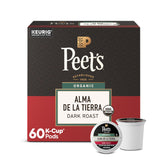 Peet's box front showing Alma de la Tierra and dark roast benefit clarity