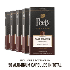 Peet's aluminum capsule close-up highlighting sealed freshness and aroma preservation
