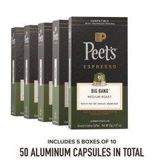 Peet's capsule close-up revealing aluminum finish and precision for preserved freshness