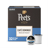 Peet's Café Domingo box front showing package design and 32 pods for convenience