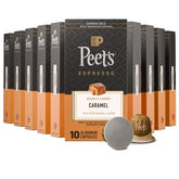 Peet's front pack of caramel espresso capsules showing packaging and convenience