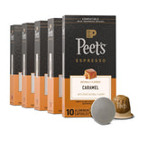 Peet's front packaging showing caramel espresso flavor and box benefit