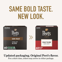 Peet's Chalet pods loaded into a Keurig brewer demonstrating fast single-serve convenience