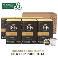 Peet's Coffee K-Cup pod top label close-up offering clear brew instructions and freshness