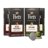 Peet's front packaging showing variety pack and capsule count for easy choice