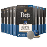 Peet's Decaffeinato Ristretto front packaging showing product count and branding