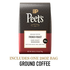 Peet's close-up label detail highlighting roast level and flavor notes
