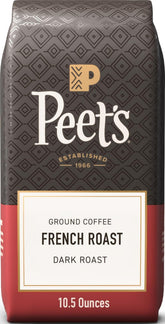 Peet's front packaging showing bold French Roast branding and weight