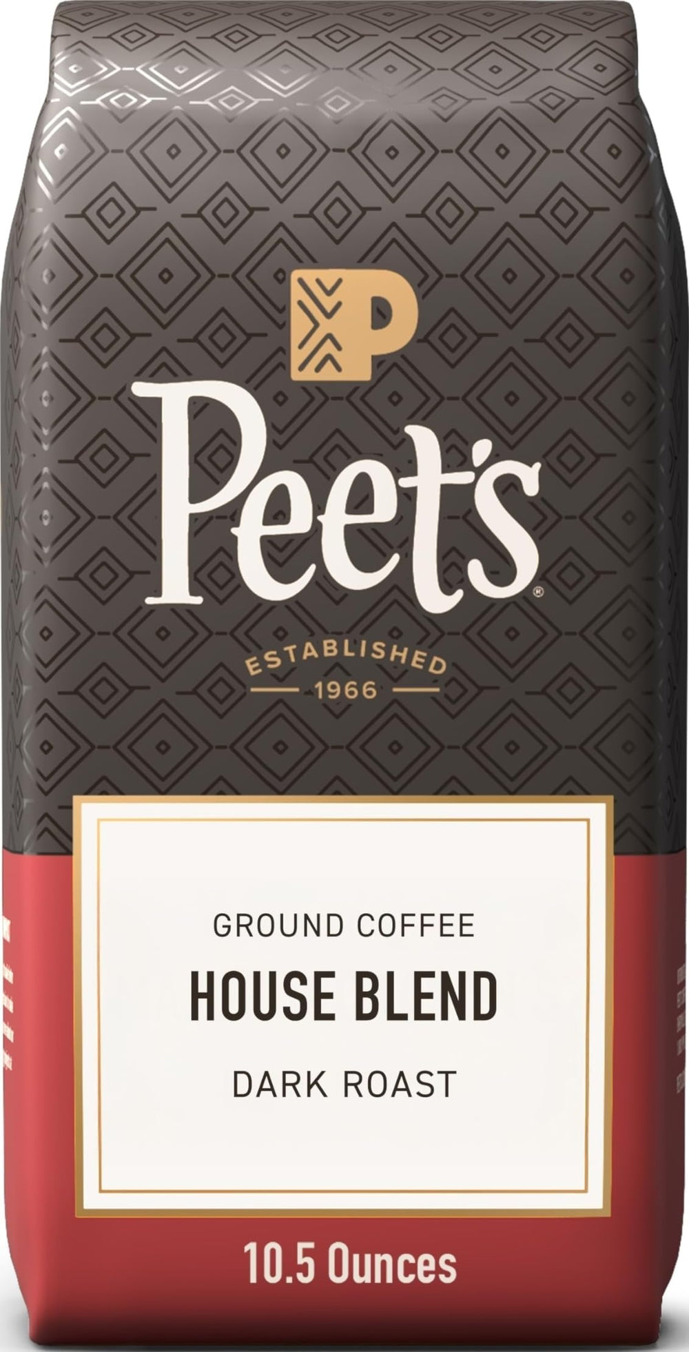 Peet's front packaging showing 10.5 oz bag and recognizable logo for freshness