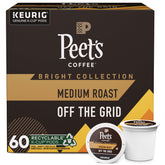 Peet's front packaging of Off The Grid 60-count showing brand and blend benefits
