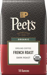 Peet's front packaging showing 18 oz bag and bold roast notes for clear shelf recognition