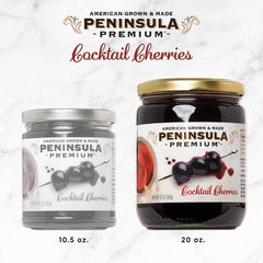 Peninsula Premium cherries drizzled over vanilla gelato enhancing dessert presentation and taste