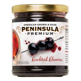 Peninsula Premium front jar view showing deep burgundy cherries and premium label, elegant presentation