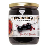 Peninsula Premium jar front label showing award and deep burgundy cherries for premium garnish