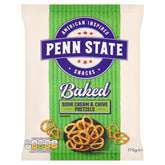 Penn State front packaging showing 175g bag and bold sour cream chive flavor benefit