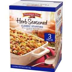 Pepperidge Farm stuffing served in casserole dish suggesting holiday-ready side