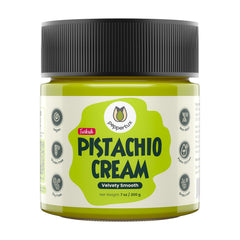 Peppertux Farms jar front label showing pistachio spread and packaging benefits