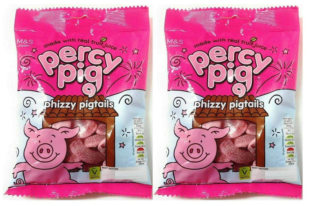 Percy Pigs front packaging showing two 170g bags and clear branding benefit freshness