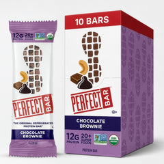 Perfect Bar front packaging showing chocolate brownie flavor and benefits