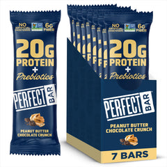Perfect Bar front packaging showing chocolate peanut butter flavor and nutritious benefits