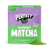 Perfect Ted front tin showcasing blueberry matcha for easy identification and freshness