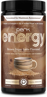 Perk front packaging showing jar and label, clear product identity and convenience